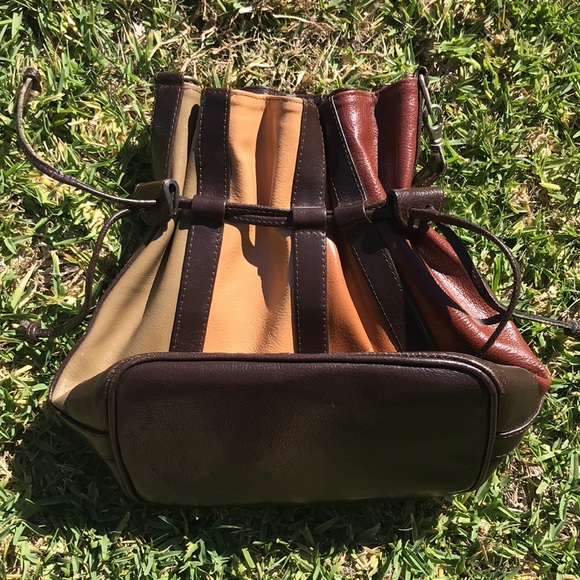 Vintage Handbags - 70s Vintage unique bag/ purse olive brown orangey peach